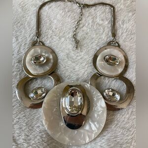 Runway Statement Necklace Geometric Clear Stones‎ Art Deco